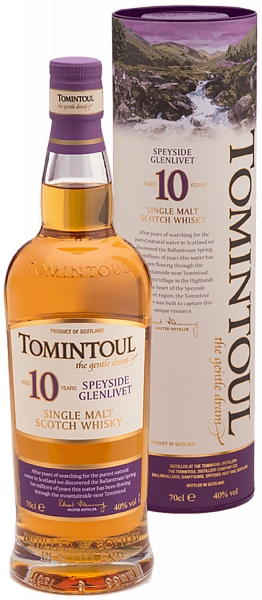 Tomintoul Speyside Glenlivet Single Malt Scotch Whisky 10 YO (gift box), 0.7 л